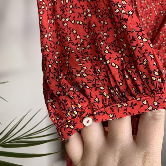 Free People Clara Floral Tunic Dress Red Small - Picture 7 of 16
